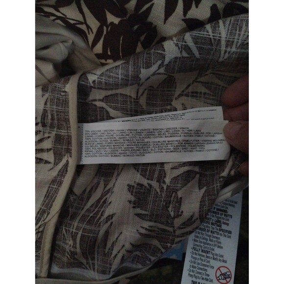 NWT Mango Blazer Women's XS Linen Blend Brown Tropical Hawaii Aloha Resort - Picture 10 of 12